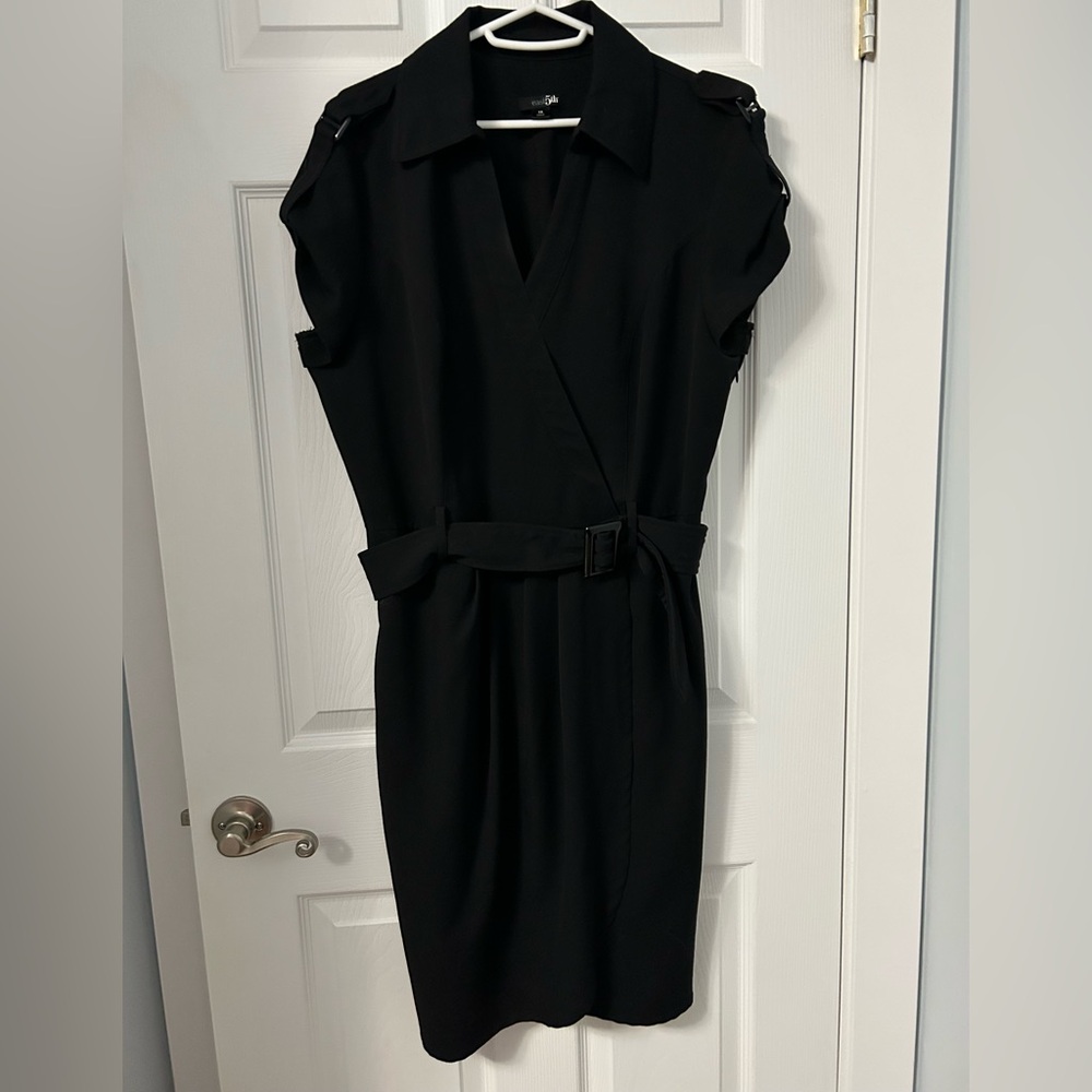 East 5th Black Belted Midi Dress
